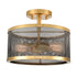 Brass Flush Mount Ceiling Light  Drum Metal Shade  | Claxy